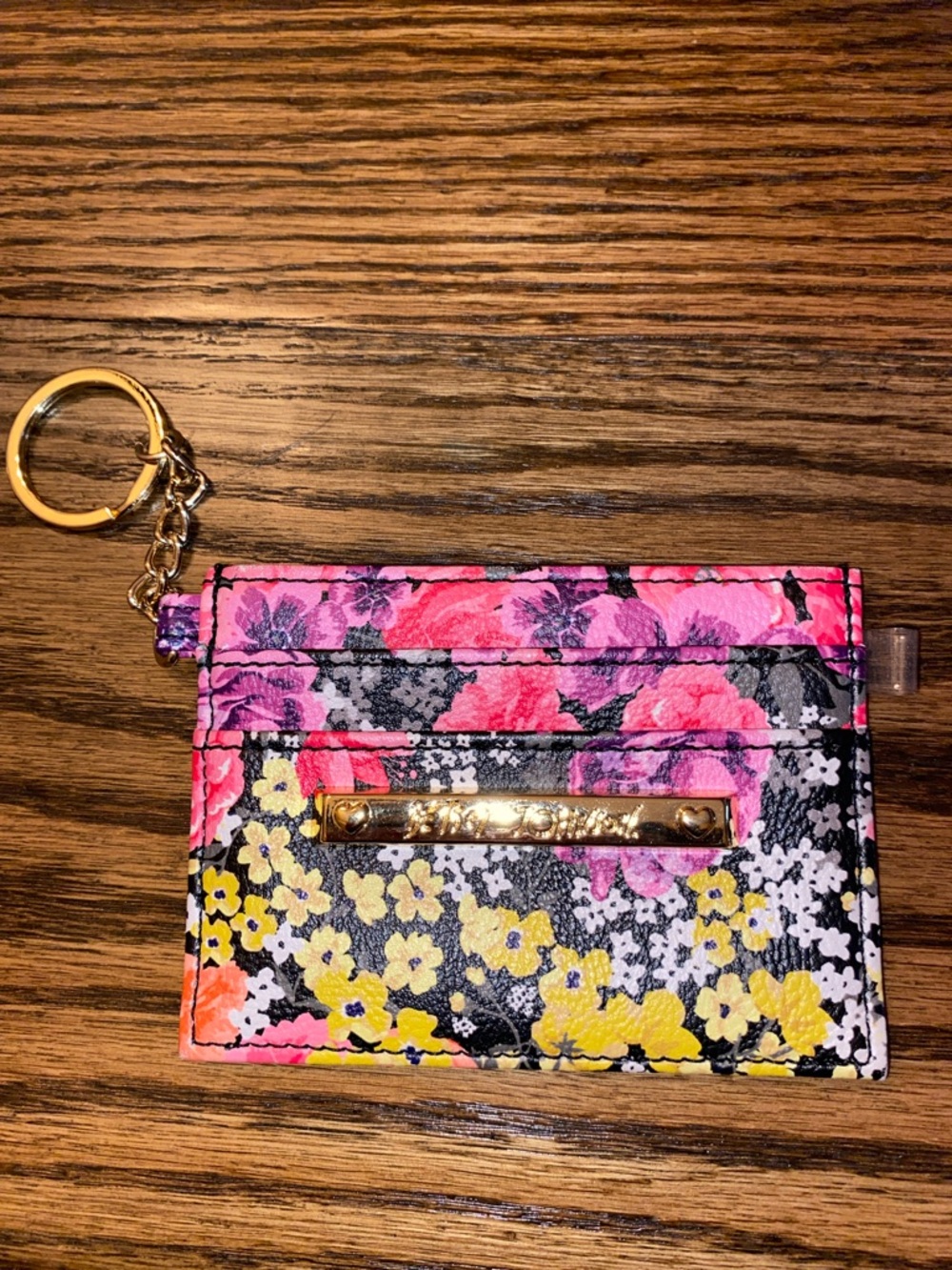 Betsy Johnson Floral Multi-Color Card Holder Keychain